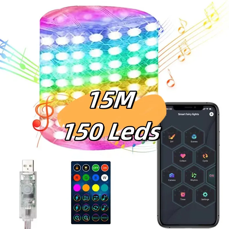 Christmas Light String Remote Control Point Control Line Light String Intelligent Lamp String Ambient Decor Lights – image 8