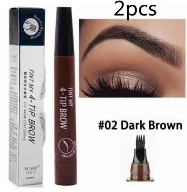 Four-prong Bifurcated Liquid Eyebrow Pencil Waterproof And Portable Easy-to-color Eyebrow Pencil - Stylea2Pcs