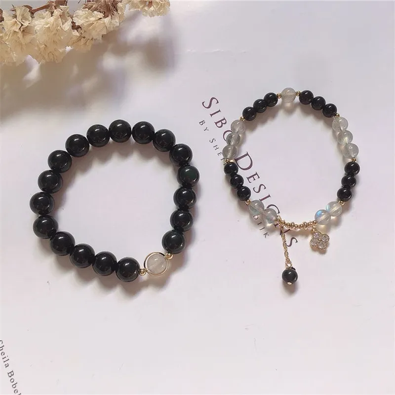 Natural Obsidian Bracelet For Couple - Couple'S Pair