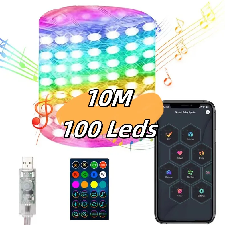 Christmas Light String Remote Control Point Control Line Light String Intelligent Lamp String Ambient Decor Lights – image 7