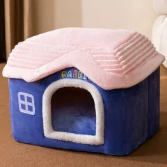 Dog Autumn And Winter Pet Cat Sponge Nest Teddy Closed - Blue Rabbit Castle - View 1