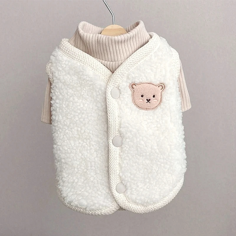 Bixin Pet Clothes Cat Cat Dog Autumn And Winter Wear Thickened Cotton Coat White - Shop at LoveMi