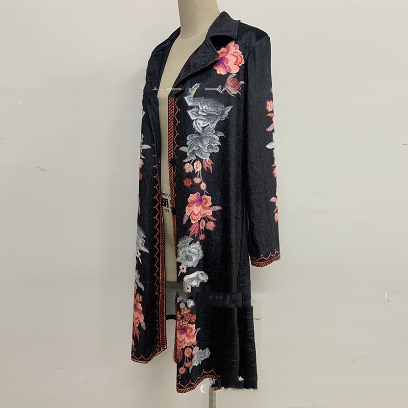 Women's Temperament Commute Mid-length Printed Coat