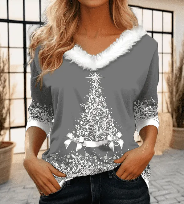 Women's Fashion Casual Long Sleeve V neck Pullover T shirt 2 Style - Shop at LoveMi