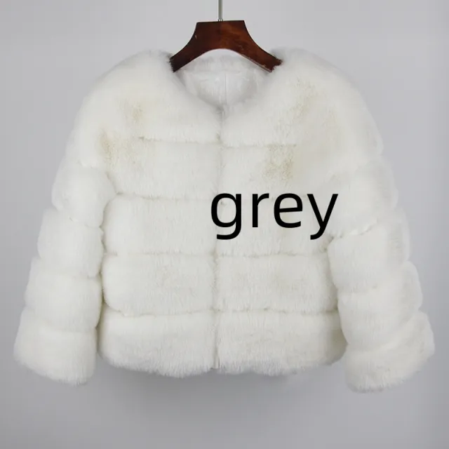 Women's Fox Faux Fur Coat Gray - Shop at LoveMi