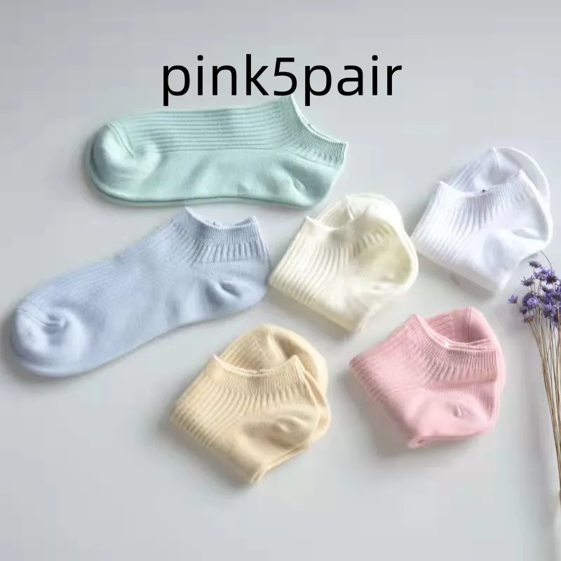 Women's Low-cut Athletic Socks Sweat-absorbent Short Waist Female Cotton Socks - Pink Pairs