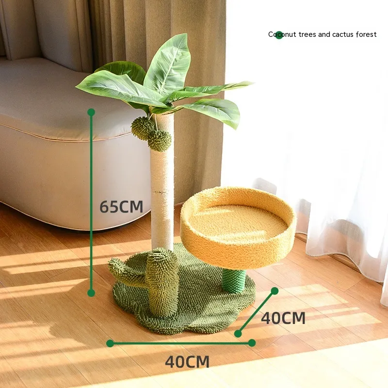 Cat Climbing Frame One-piece Toy - Coconut Tree Cactus Forest