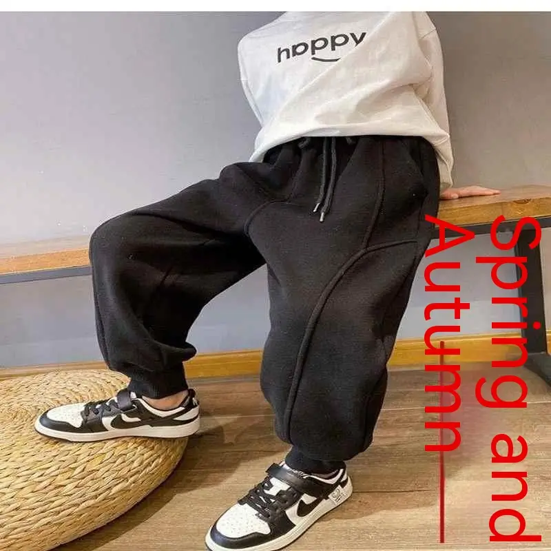 Boys' Casual Spring And Autumn Fleece Sports Pants