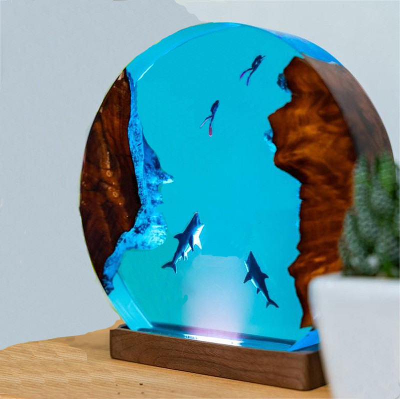 Lampe Bois Époxy Nordique SHARKY Lampe en bois et époxy Lampe Bois Époxy Nordique SHARKY
