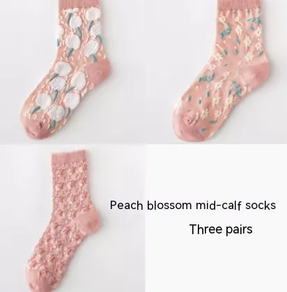 Korean Version Flower Three dimensional Spring And Autumn Long Socks - Shop at LoveMi