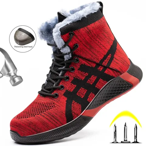 Winter Plush Boots Men Labor Protection Anti-smash Anti-puncture Work