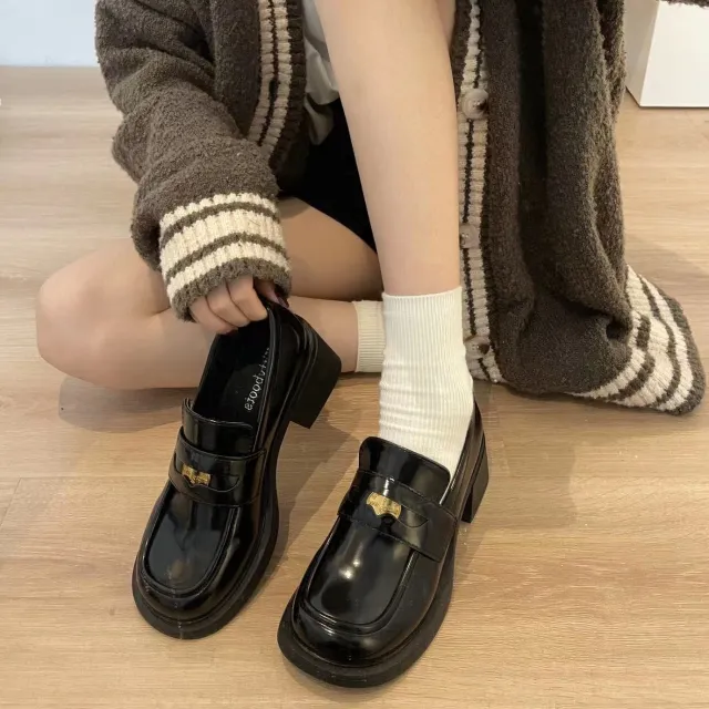 Women's Thick soled Slip on Medium Chunky Heel Pumps Black - Shop at LoveMi