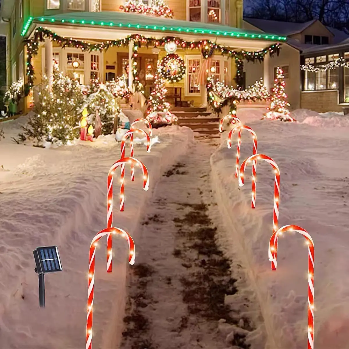 Solar Christmas Crutches Ground Plug Light