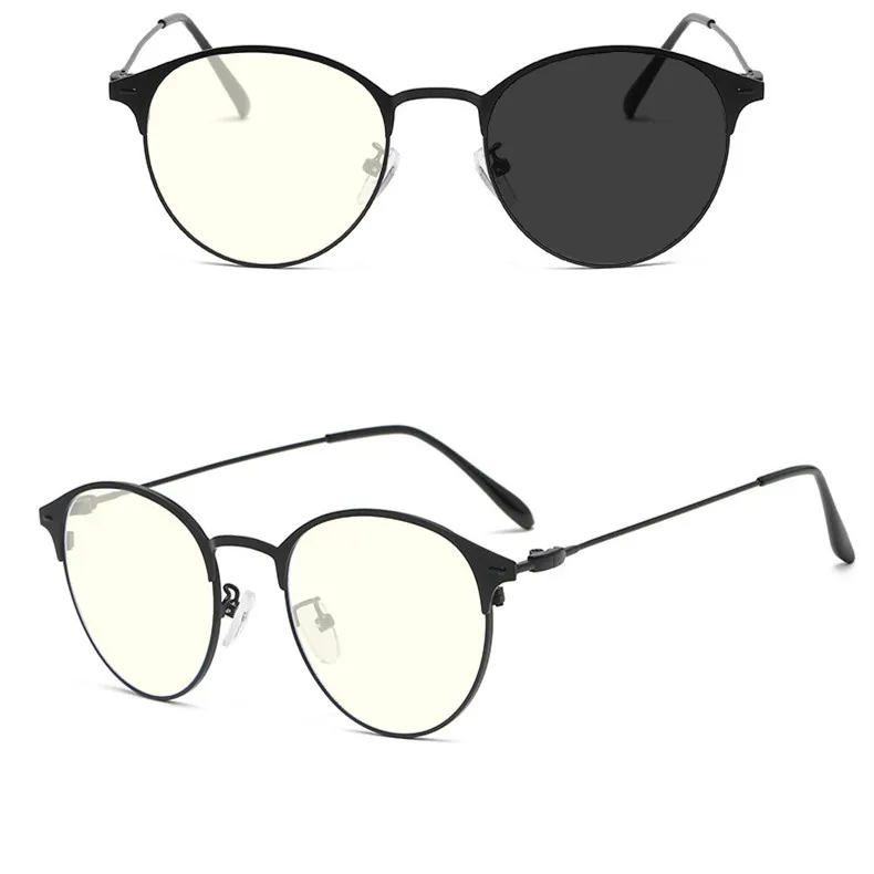 Metal Retro Plain Glasses Fashion Anti-blue Light Glasses - Blue