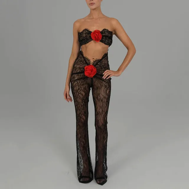 New Lace Tube Top Jumpsuit Women Black - Shop at LoveMi