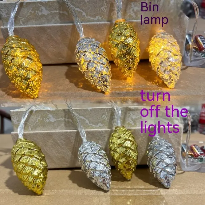 Christmas Holiday Decoration Pine Cone Light String Scene Layout Pendant