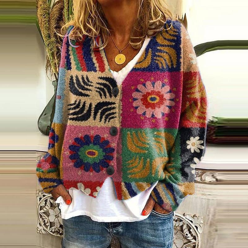 Christmas Abstract Printing Cloak Coat Cardigan Sweater