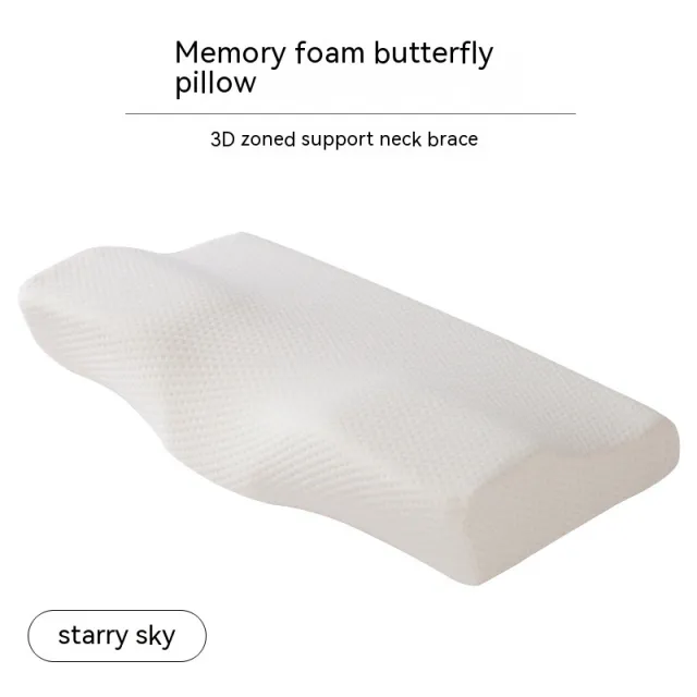 Memory Cotton Slow Rebound Butterfly Shaped Pillow Cervical Health Care Full Sky Star Gold Dot - Shop at LoveMi