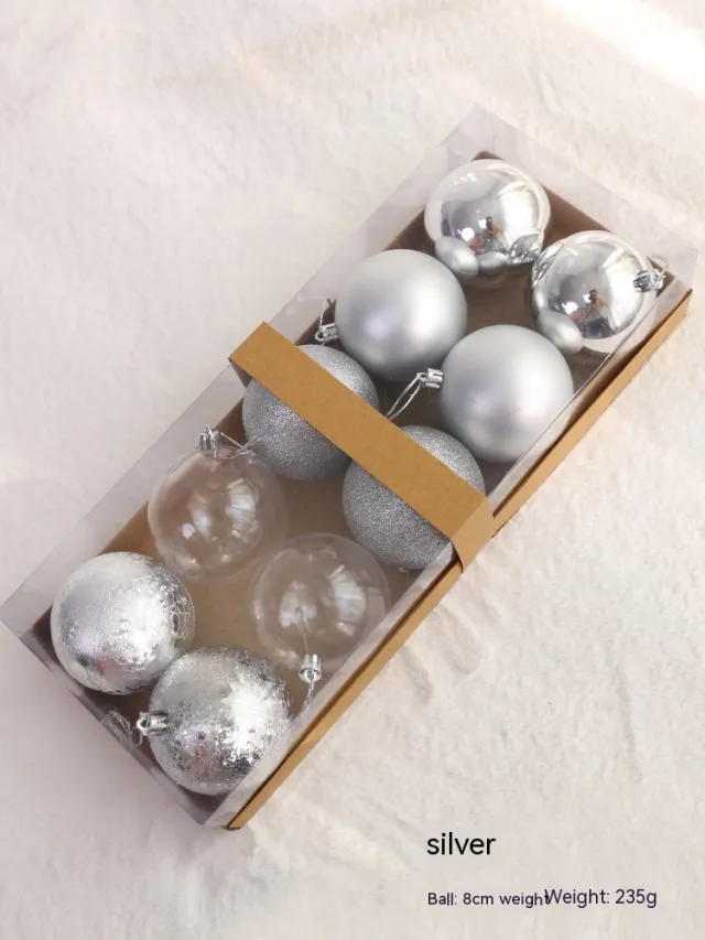 Christmas Ball Decorations Colorful Solid Color Sequined Tree Pendant Sku13 Silver 8Cm - Shop at LoveMi