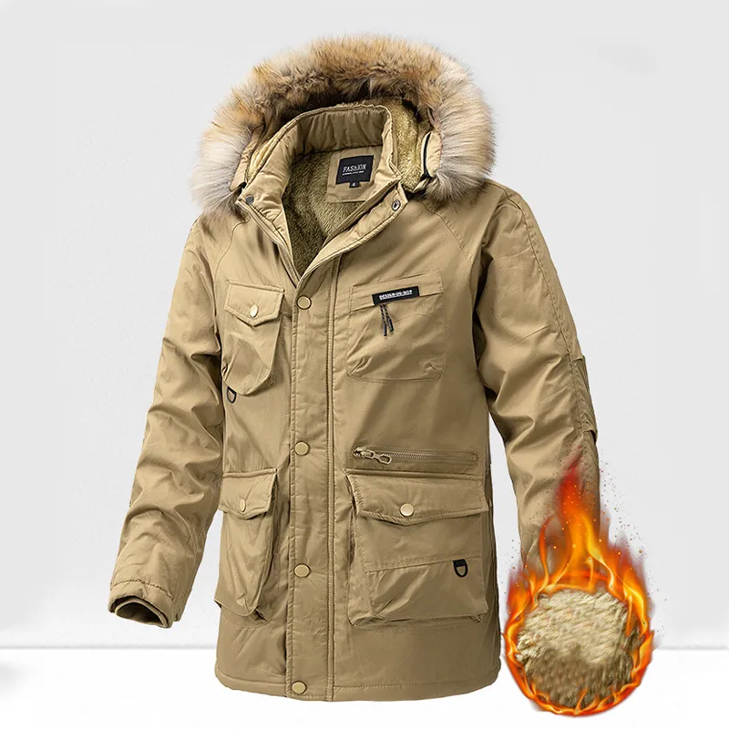 Men's Hooded Cotton-padded Winter Thickened Washed Overalls Warm Big