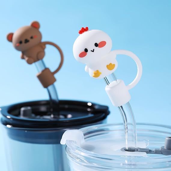 Cute Animal Series Straw Cap Creative Reusable Dustproof Anti-overflow Plug Straw - Image 23
