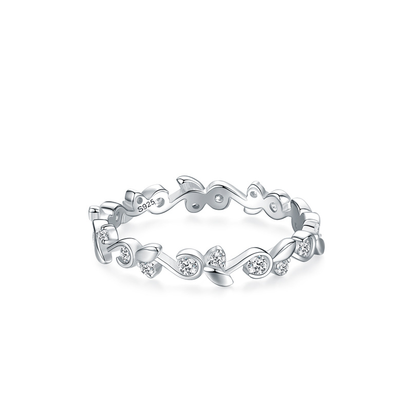 Flower Micro Inlaid Row Ring With Personalized Minimalist Ring