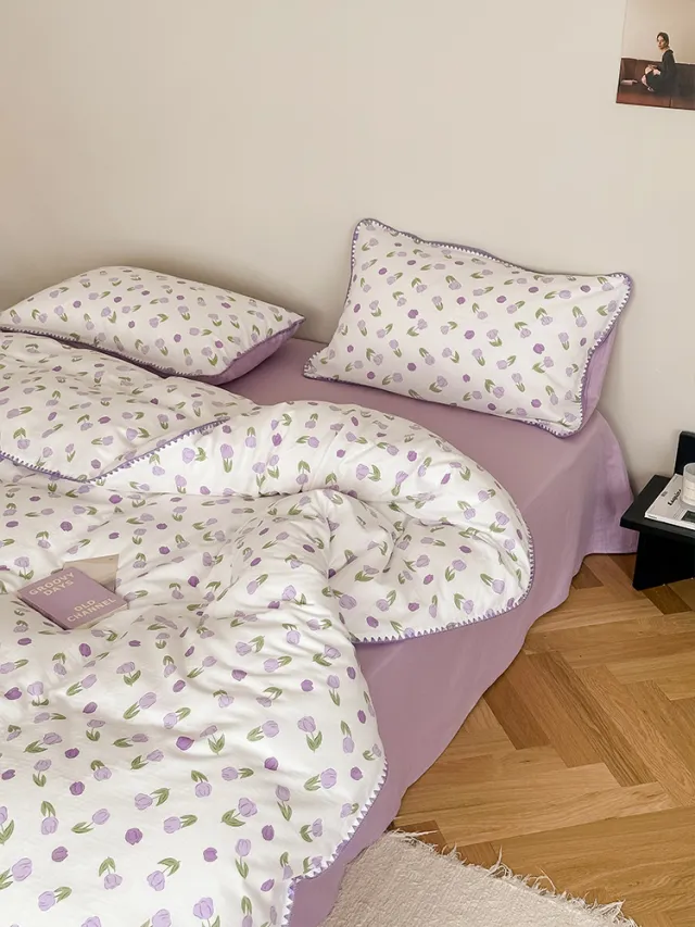 Super Soft Sleep Naked Class A Cotton Double layer Yarn Four piece Set Xiangyu Purple - Shop at LoveMi