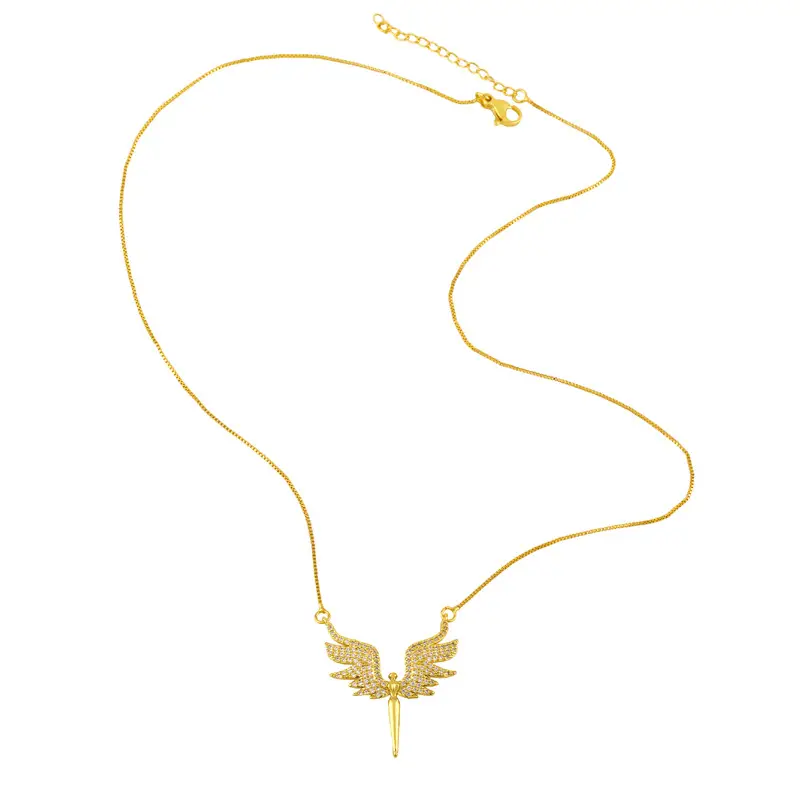 Zircon Five-pointed Star Angel Wings Necklace