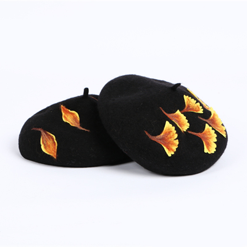 Autumn And Winter Woolen All-matching Painter Hat Black Versatile Creative Gift Hat