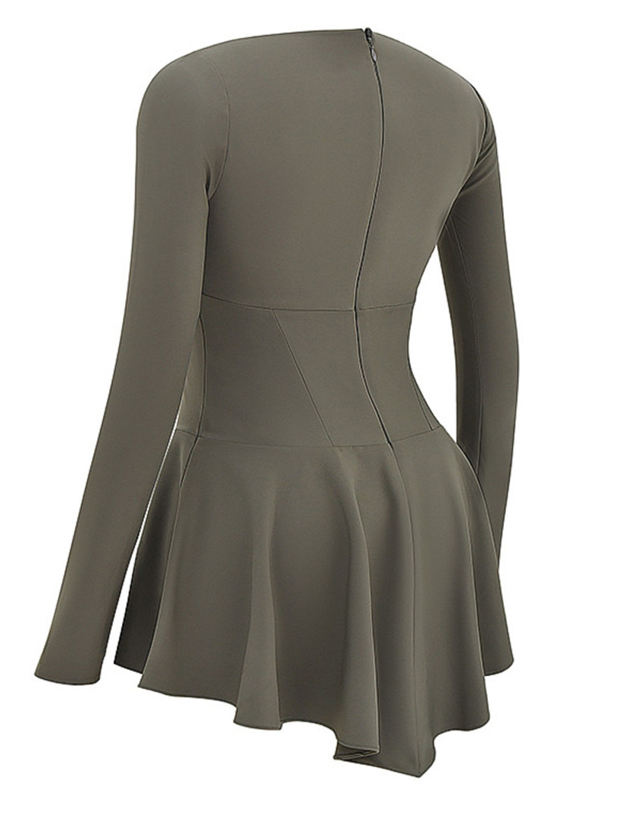 Women's Clothing Dress U-neck Long-sleeved