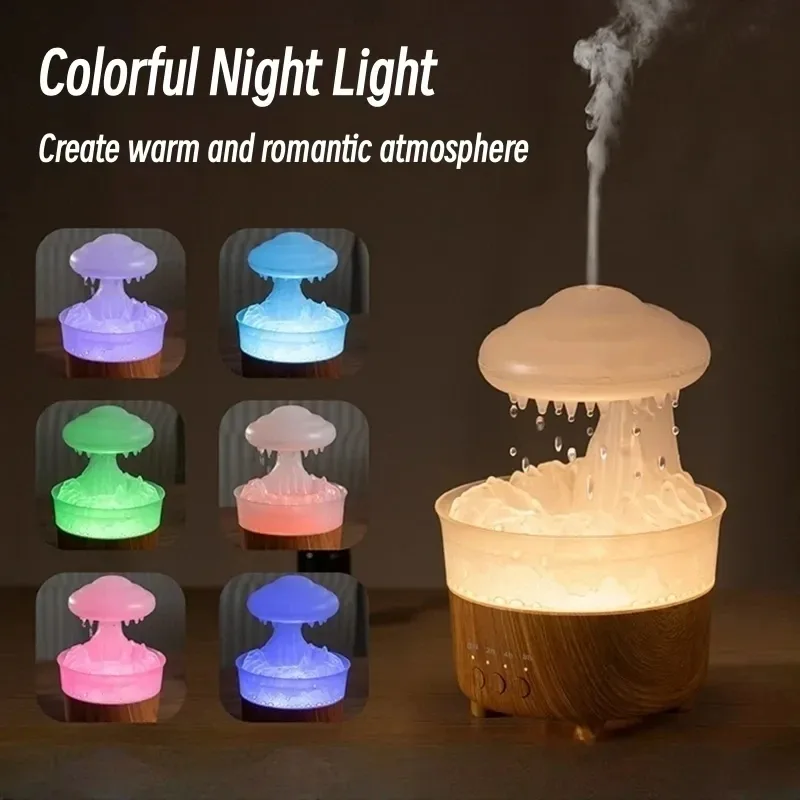 Rain Cloud Night Light Humidifier with Raining Water Drop