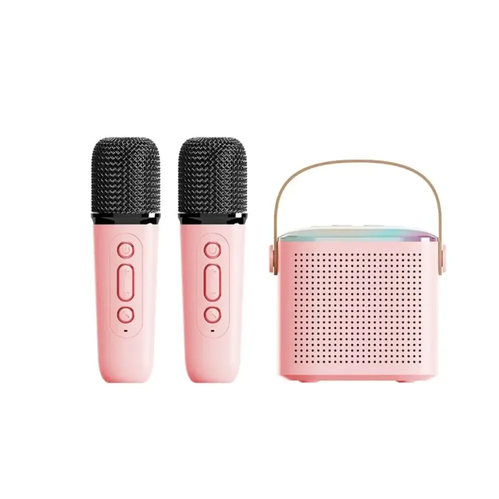 Microphone Karaoke Machine Bluetooth-compatible Speaker with 2 Wireless Mic RGB