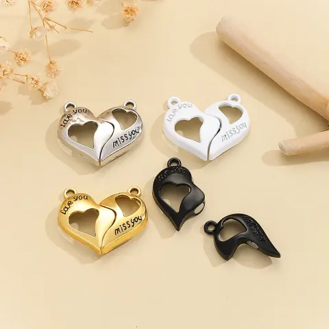 Heart Magnet Couple Girlfriends Color Matching Necklace Pendant