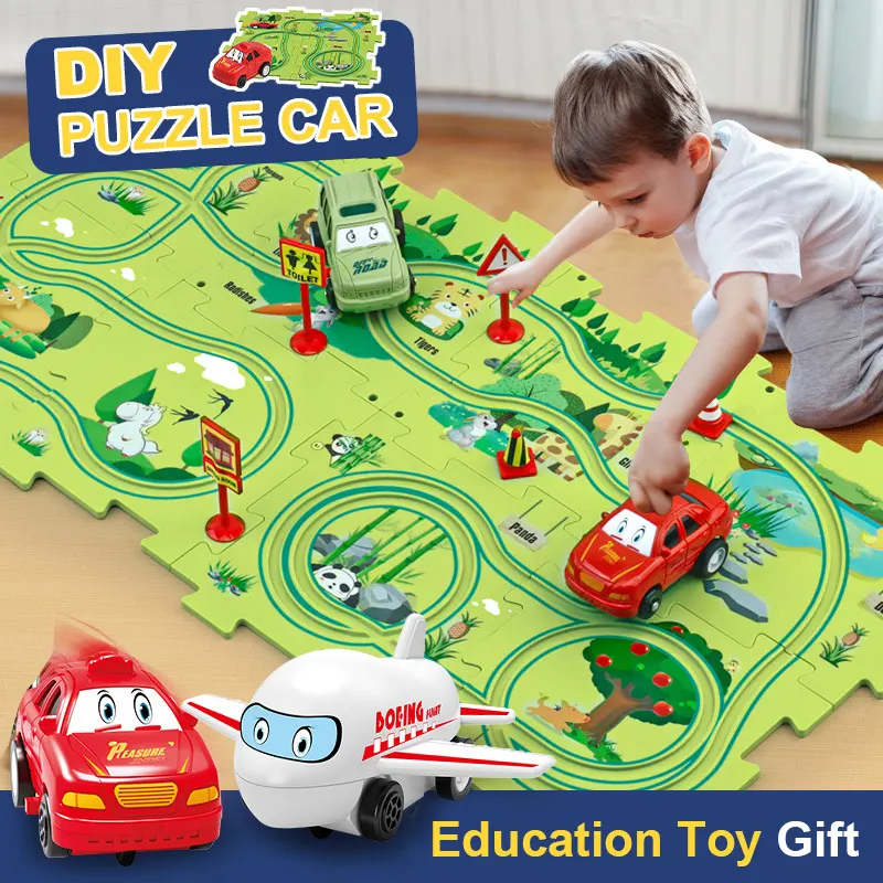 Children Puzzle Electric Railroad Speeder DIY Assembly Car Automatic