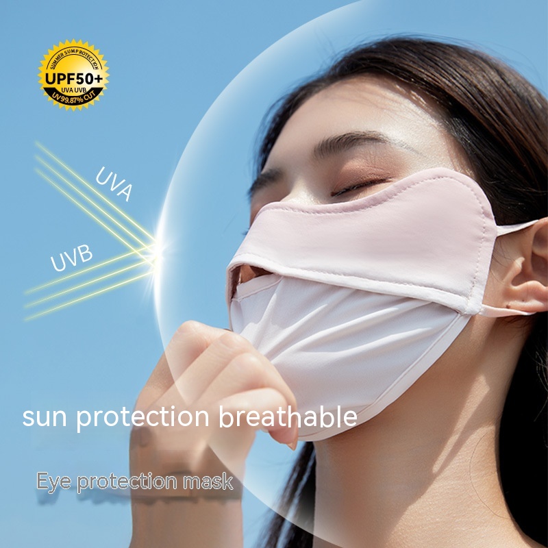 Gradient Color Blush Facekini Ice Silk Sunscreen Mask UV Protection