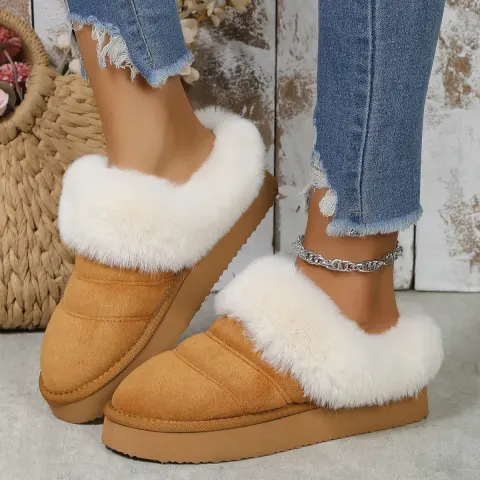 Winter Plush Slippers Home Thick-soled Warm Cotton Women Outdoor