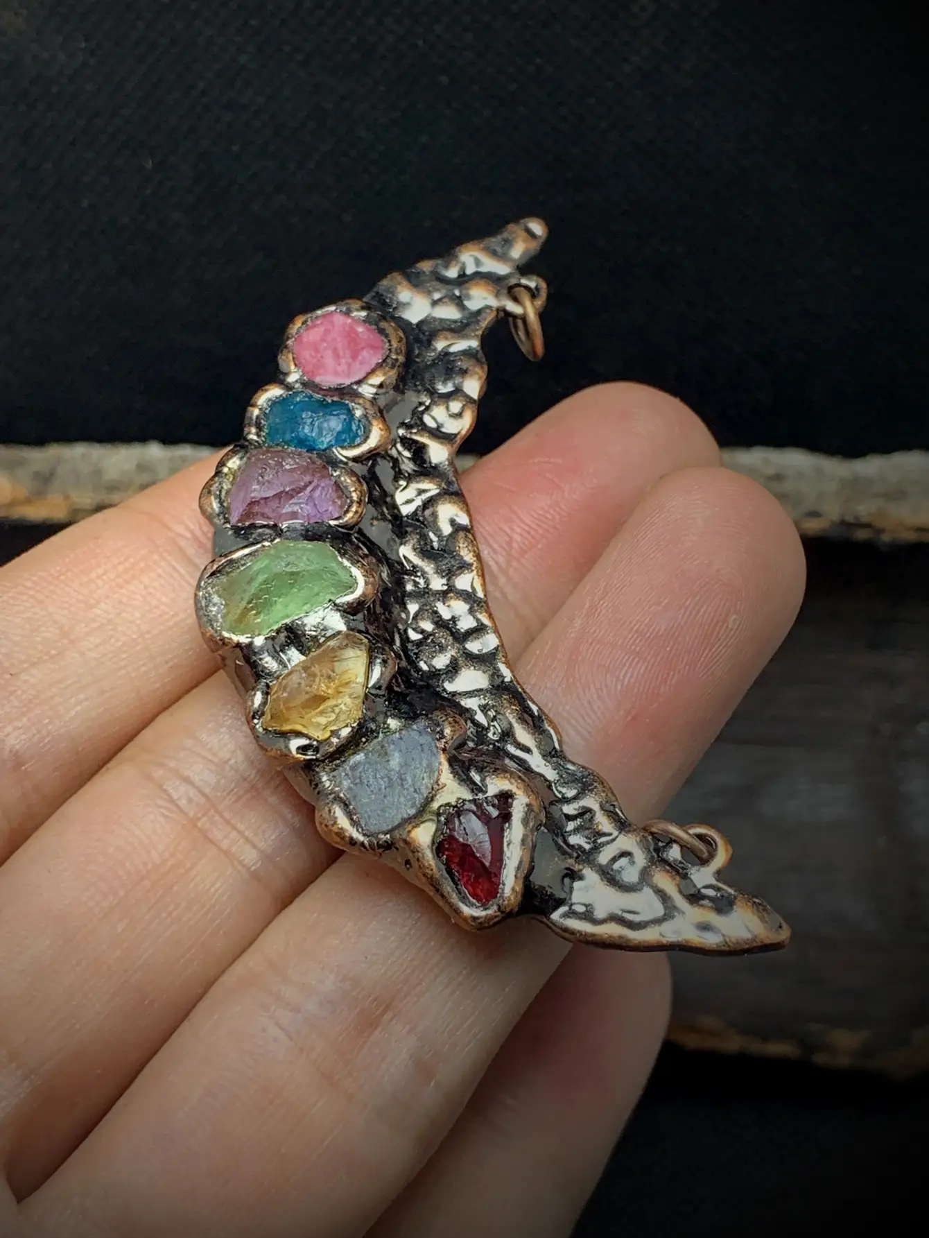 Unshaped Moon Shaped Ancient Copper Pendant