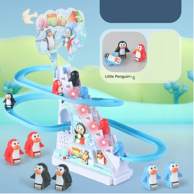 6penguins climbing stairs