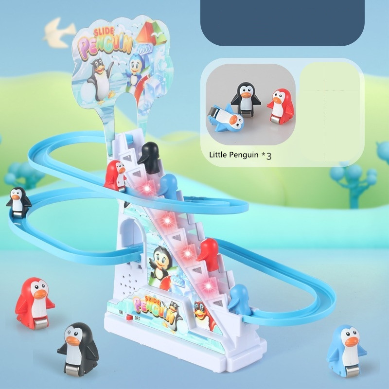 3penguins climbing stairs