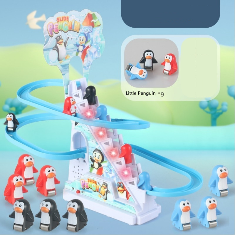 9penguins climbing stairs