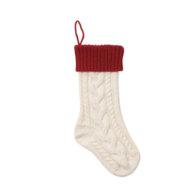 Knitted Christmas Gift Bag Decorations - Red Top And White Bottom