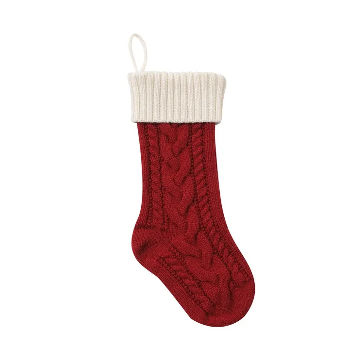Knitted Christmas Gift Bag Decorations - Red And White