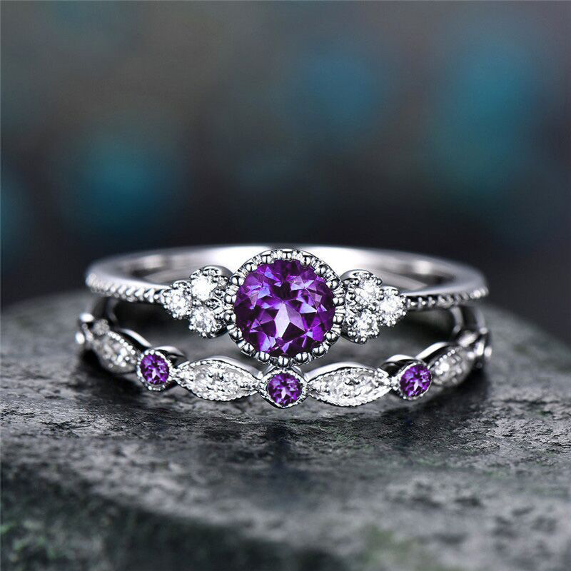All-match Zircon Ladies Copper-plated Silver Micro-emerald Ring