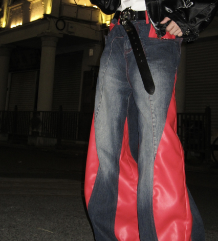 Niche Vintage Wash Patchwork Color Jeans