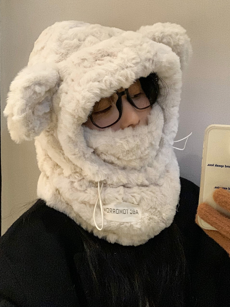 Cute Plush Bear Ear Protection Hat