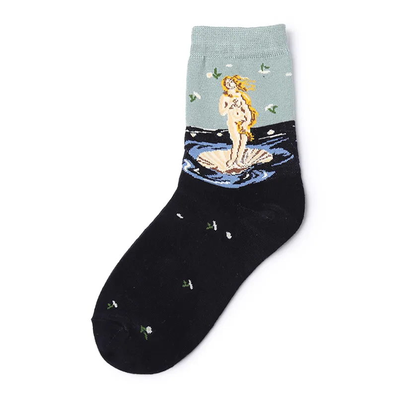 Women's Personalized Pure Cotton Mid Length Socks - The Birth Of Venus