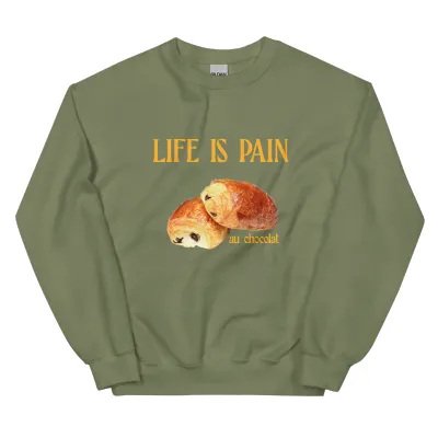 European American Fashion Floral Print Life Is Pain Round Neck Autumn And Winter Bottoming Long Sleeve Army Green - Shop at LoveMi