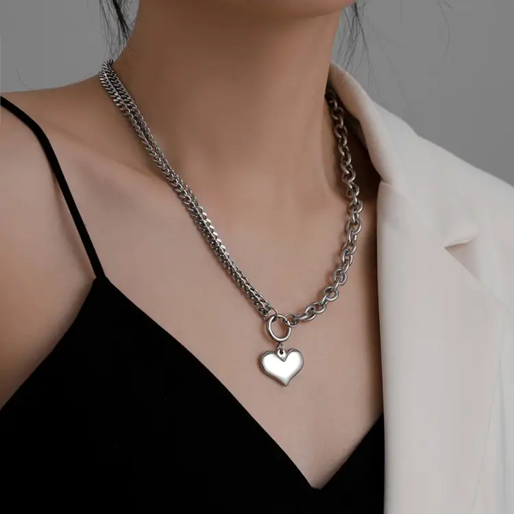 Love Spliced Titanium Steel Chain Necklace