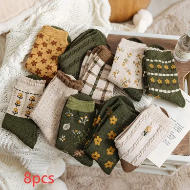 Thickened Warm Long tube Floral Socks Set - Shop at LoveMi