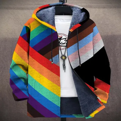 3D Digital Printed Standing Collar Jacket for Men's Outerwear